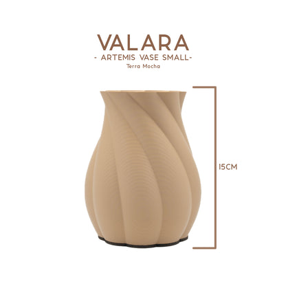 Valara Design Artemis Vase small terra mocha brown studio photo measurement 15cm