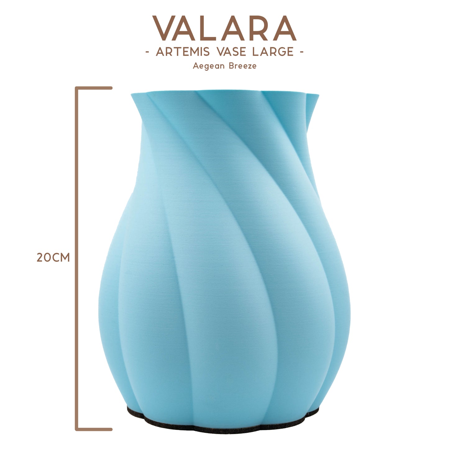 Valara Design Artemis Vase Large in aegean breeze studio photo measurements