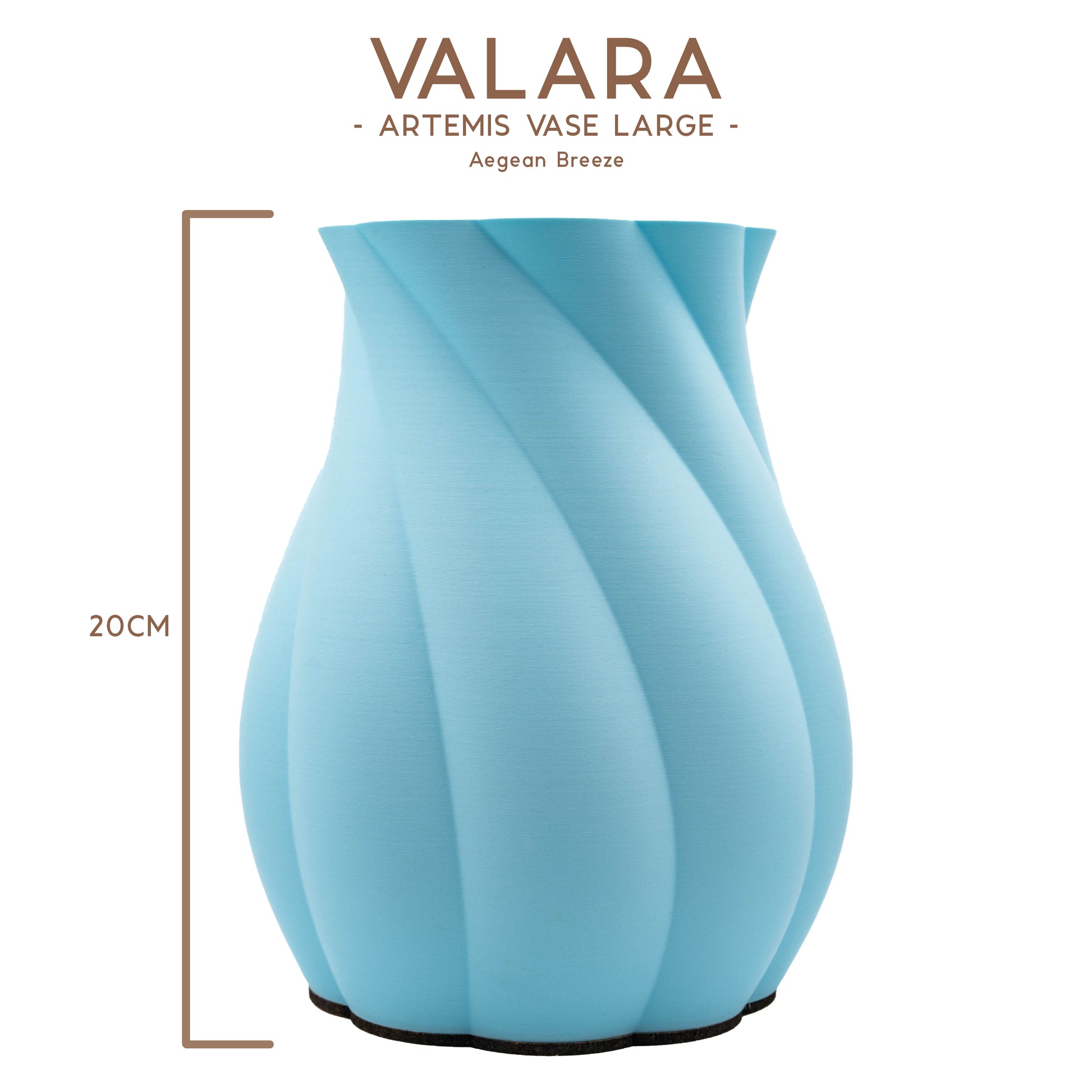 Valara Design Artemis Vase Large in aegean breeze studio photo measurements