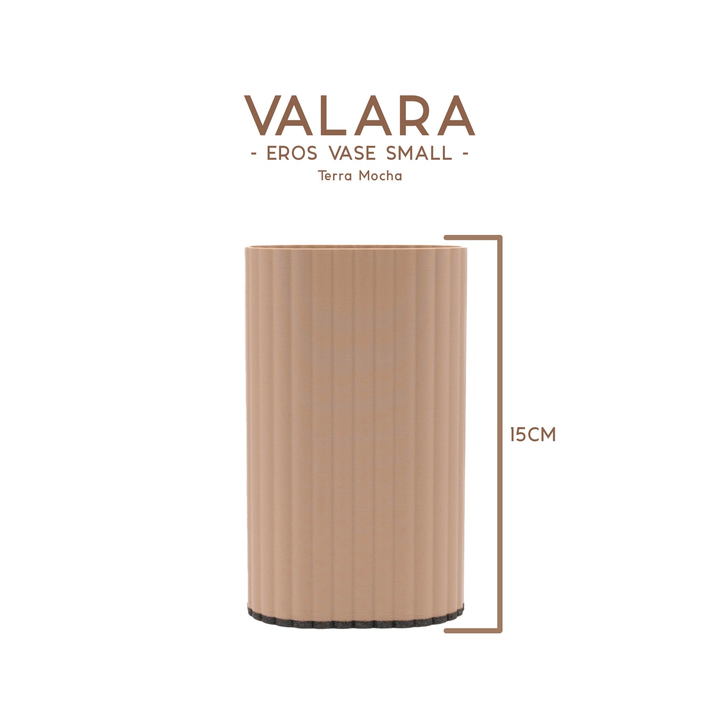 Valara Design Eros Vase small terra mocha brown studio photo measurement 15cm 