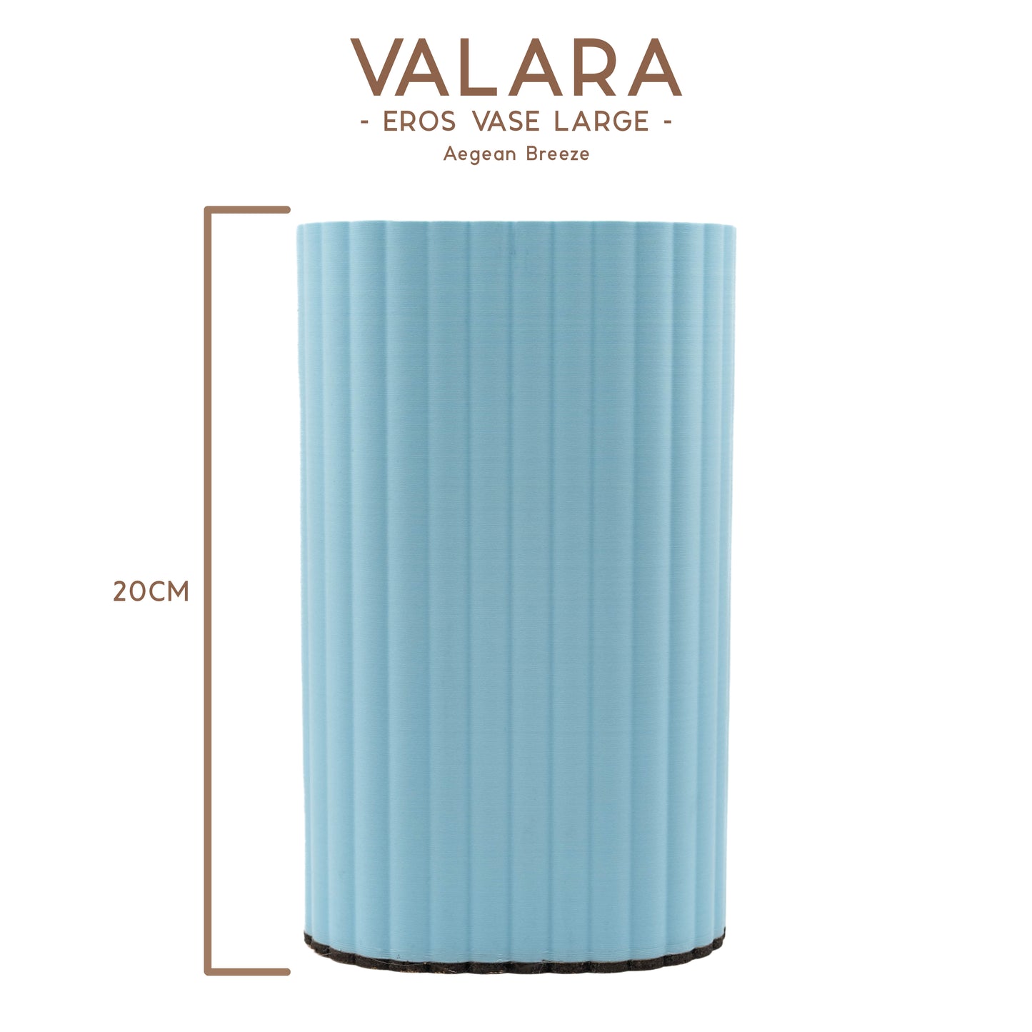 Valara Design Eros Vase large aegean breeze blue studio photo measurement 20cm