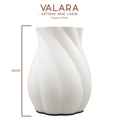 Valara Design Artemis Vase Large in Pegasus Plume Studio Shot Measurements