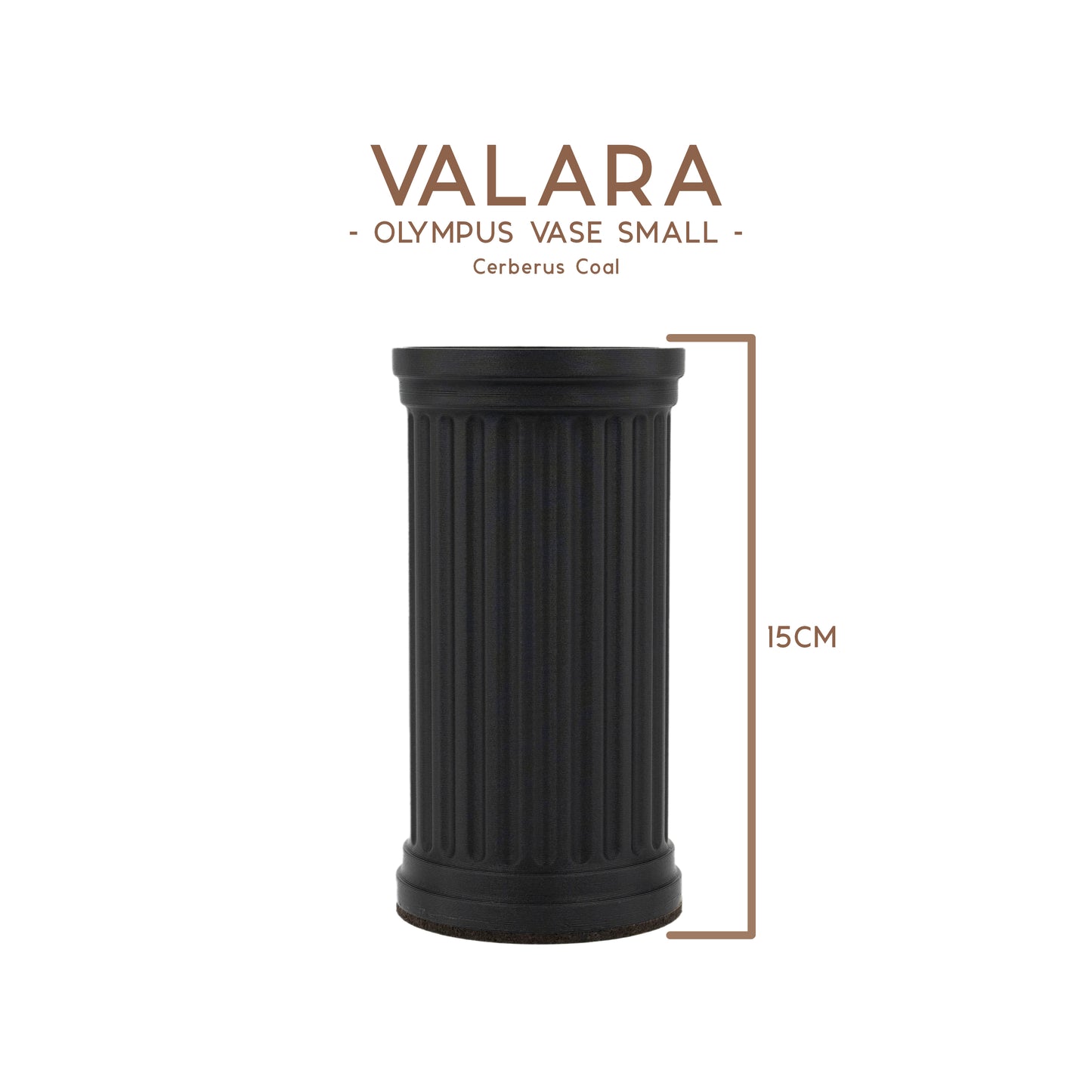 Valara Design Olympus Vase small cerberus coal black studio photo measurement 15cm 