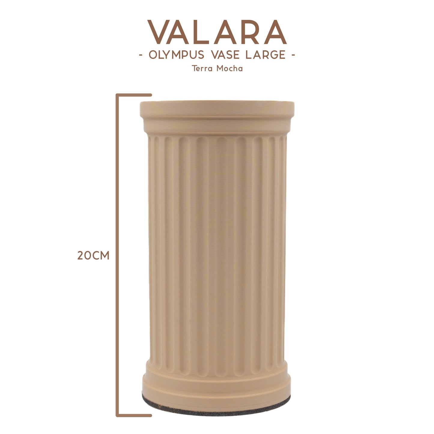 Valara Design Olympus Vase large terra mocha brown studio photo measurement 20cm 