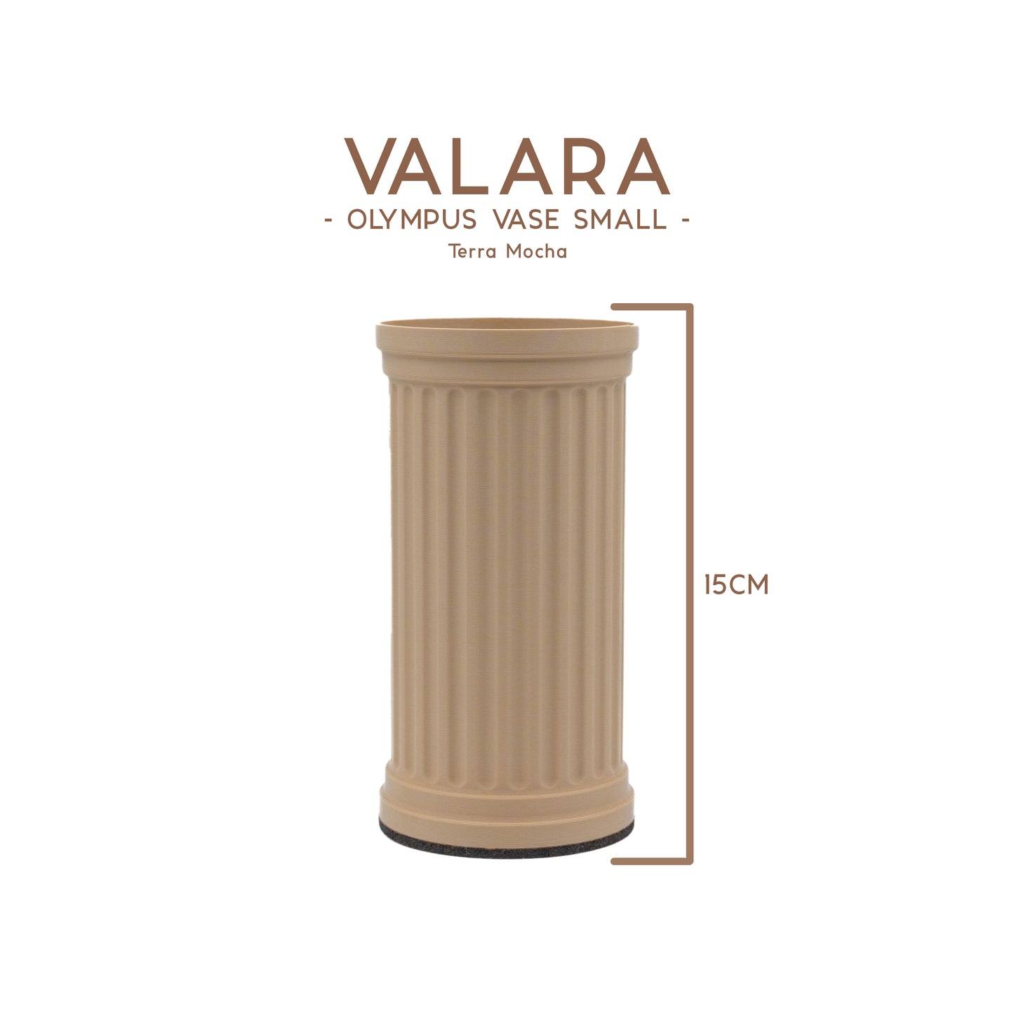 Valara Design Olympus Vase small terra mocha brown studio photo measurement 15cm 